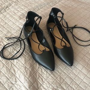 black, pointy ballet-flats